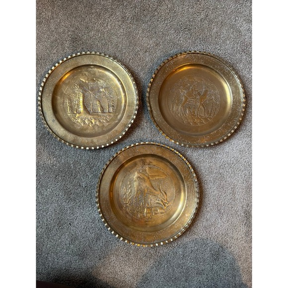 Set vintage antique middle eastern brass copper wall decor cottage core boho